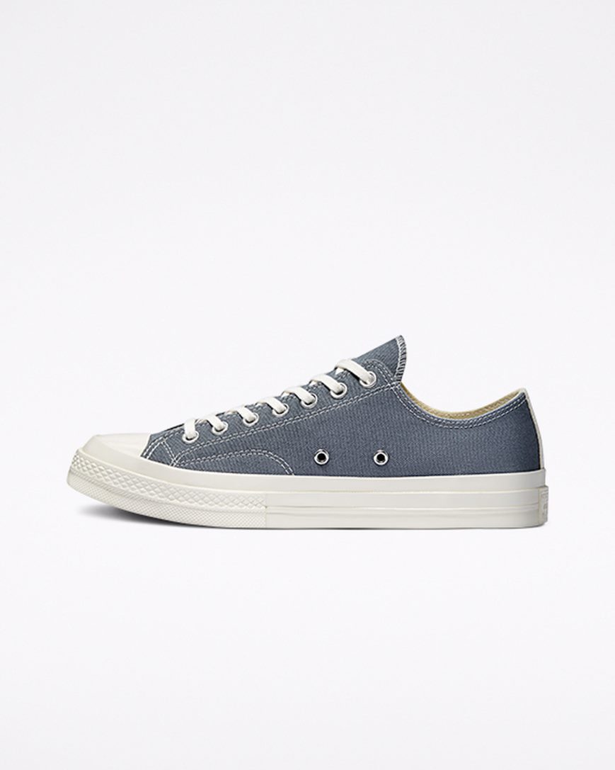 Men's Converse x Comme des Garçons PLAY Chuck 70 Low Top Shoes Grey / Black | AU 130E4X